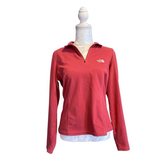 North Face Pink TKA 100 Quarter Zip Lightweight Thermal Fleece Size Medium - Picture 1 of 14